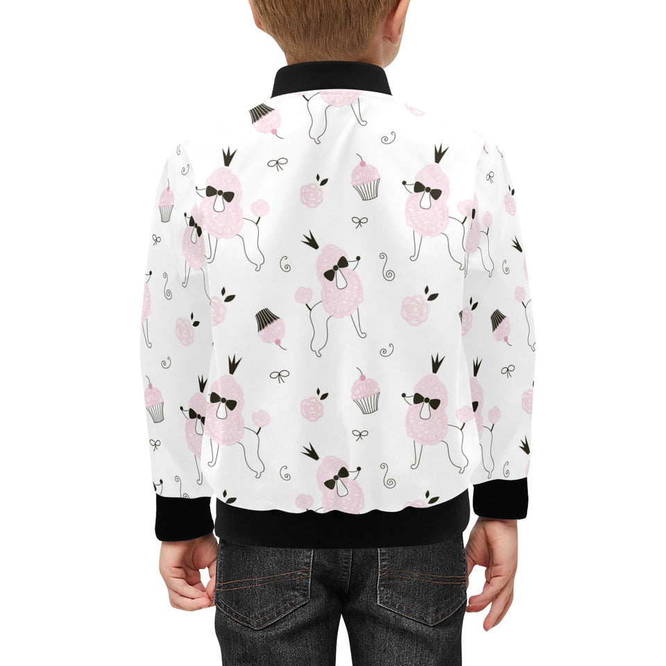 Poodle dog rose cake pattern Kids' Boys' Girls' Bomber Jacket