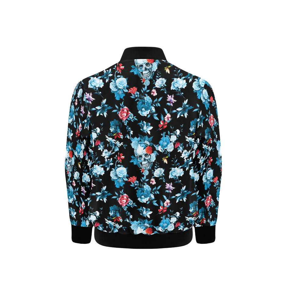 Skull flower roses leave pattern Kids' Boys' Girls' Bomber Jacket