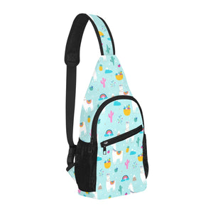 Llama alpaca cactus leaves pattern All Over Print Chest Bag