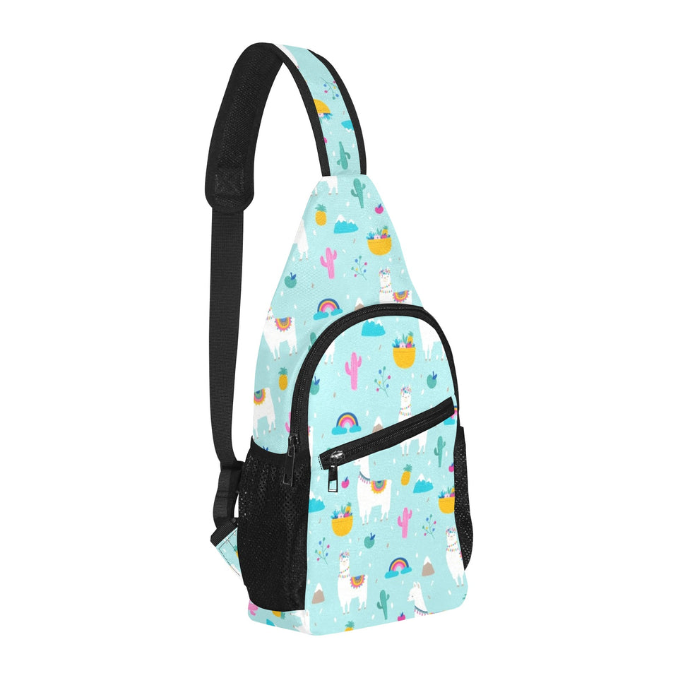 Llama alpaca cactus leaves pattern All Over Print Chest Bag