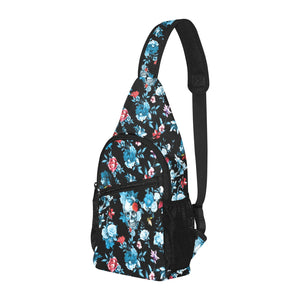 Skull flower roses leave pattern All Over Print Chest Bag