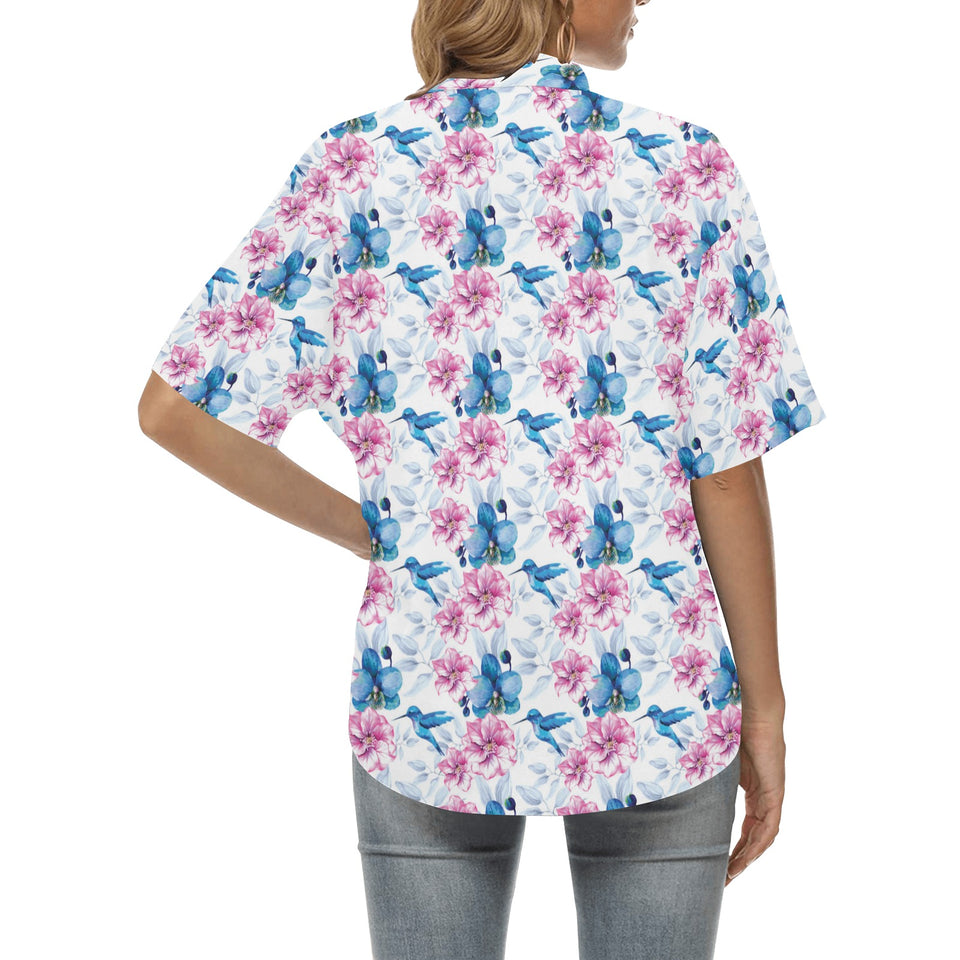 Hummingbird Pattern Print Design 02 Women's All Over Print Hawaiian Shirt