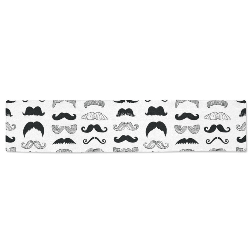 Mustache Beard Pattern Print Design 04 Table Runner
