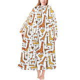 Giraffe Pattern Print Design 04 Blanket Robe with Sleeves