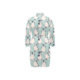 Cute Penguin pattern Men's Long Sleeve Belted Night Robe