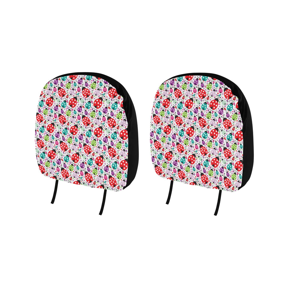 Ladybug Pattern Print Design 03 Car Headrest Cover