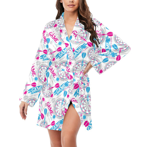 Darts Pattern Print Design 01 Women's Long Sleeve Belted Night Robe