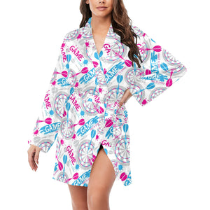 Darts Pattern Print Design 01 Women's Long Sleeve Belted Night Robe
