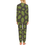 Hop pattern black background Women's All Over Print Pajama Set