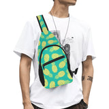 Pineapples pattern green background All Over Print Chest Bag