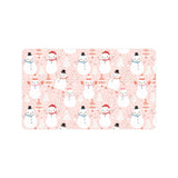 Cute snowman christmas tree snowpink background Doormat