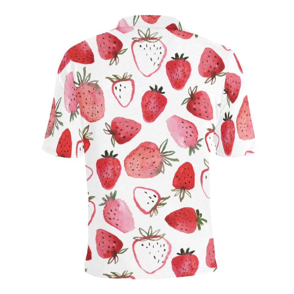 watercolor hand drawn beautiful strawberry pattern Men's All Over Print Polo Shirt
