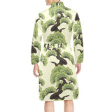 Bonsai pattern Men's Long Sleeve Belted Night Robe