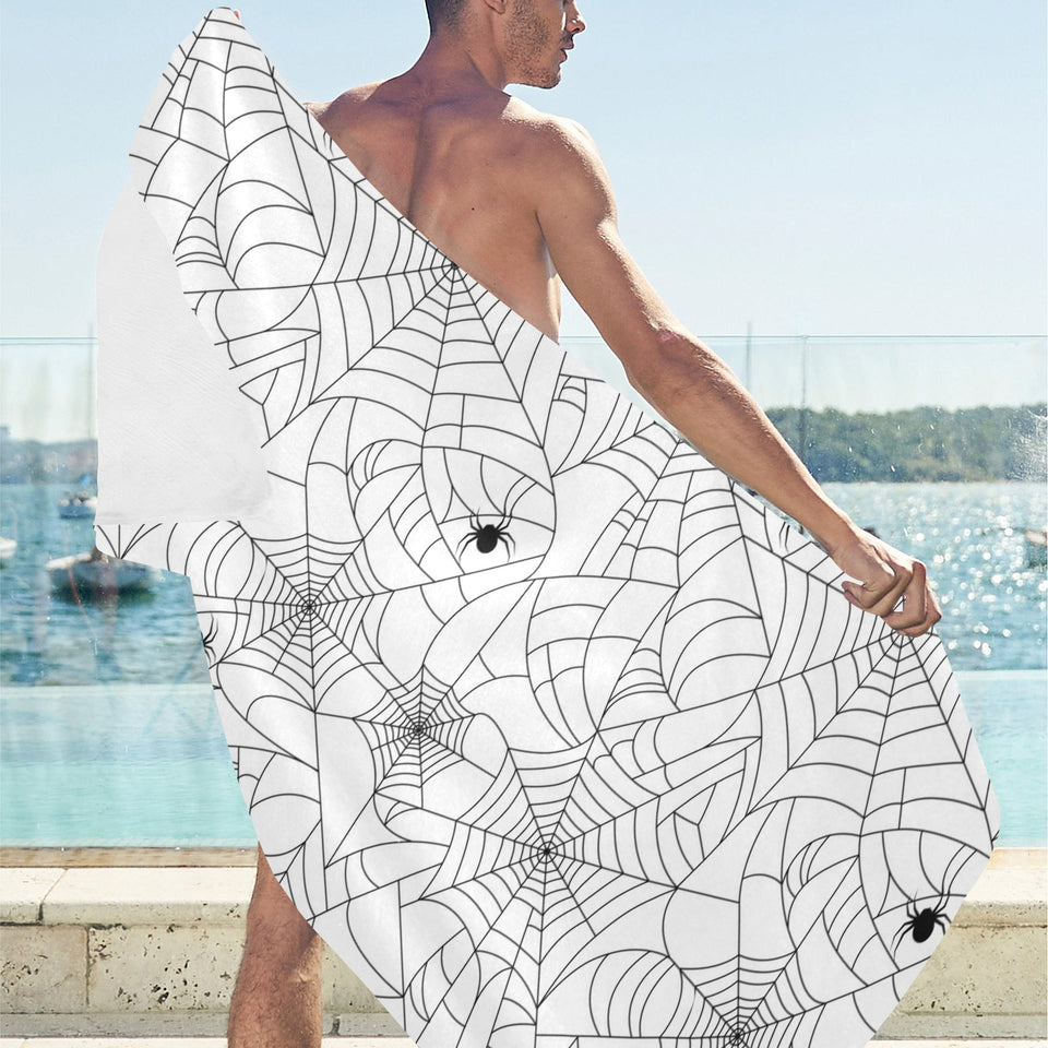 Spider web cobweb pattern white background Beach Towel