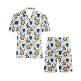 Lion Pattern Print Design 05 Men's V-Neck Short Pajama Set