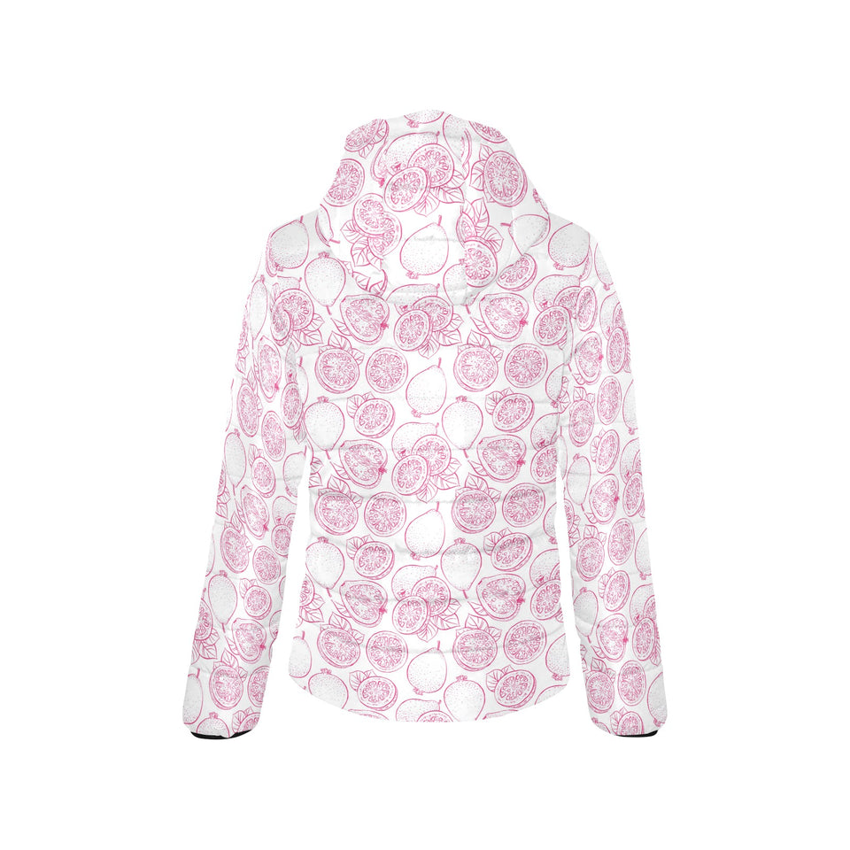 Sketch guava pattern Women's Padded Hooded Jacket