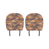 Bonsai bamboo stork japanese pattern brown theme Car Headrest Cover