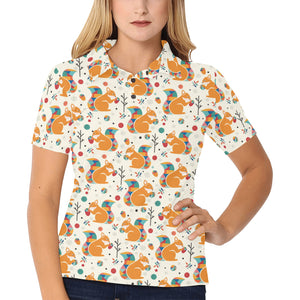 Squirrel Pattern Print Design 04 Women's All Over Print Polo Shirt