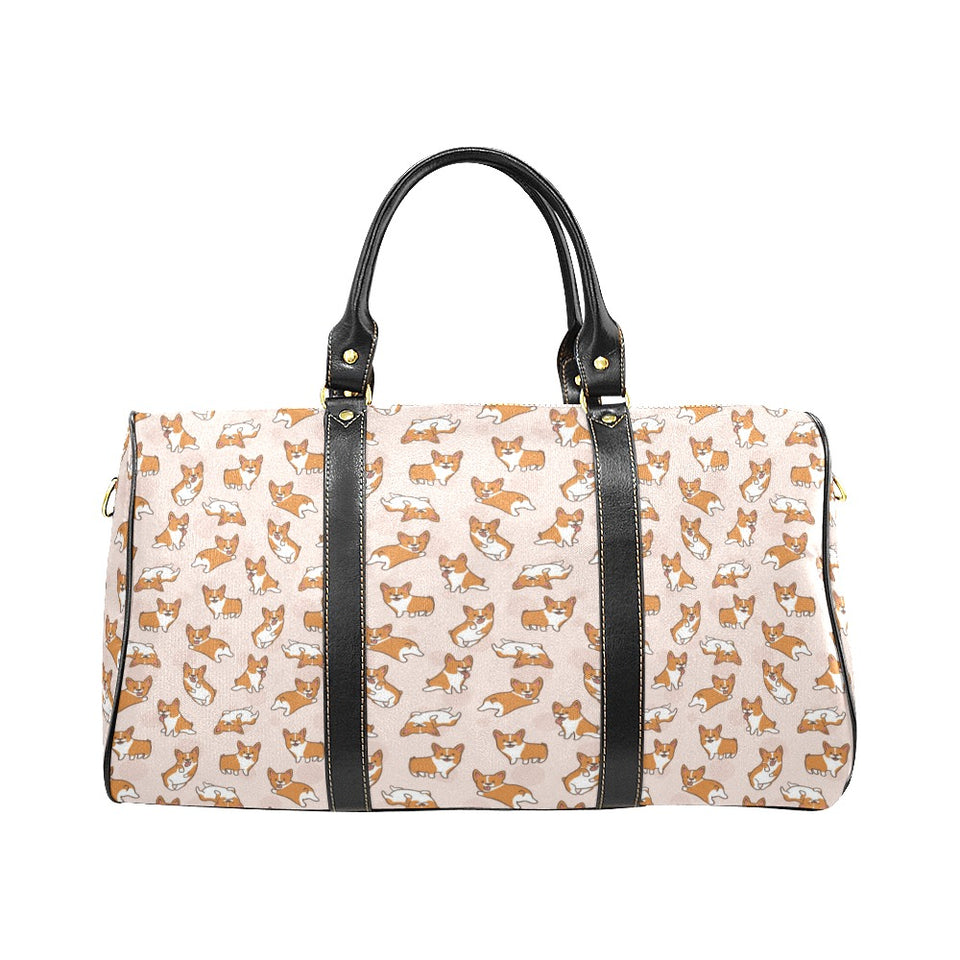 Cute Corgis Pattern pink background Travel Bag