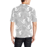 white swan gray background Men's All Over Print Polo Shirt