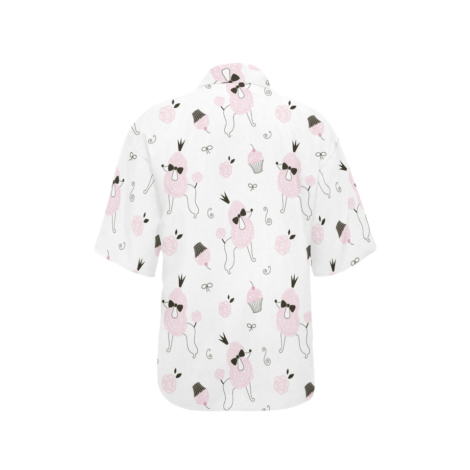 Poodle dog rose cake pattern Women's All Over Print Hawaiian Shirt