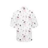 Poodle dog rose cake pattern Women's All Over Print Hawaiian Shirt