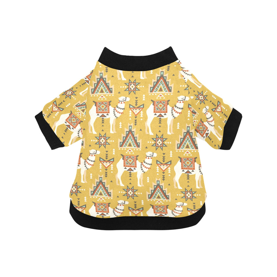 Camels ethnic motif pattern All Over Print Pet Dog Round Neck Fuzzy Shirt