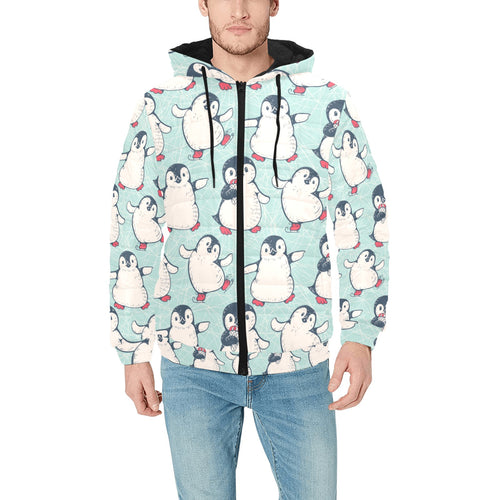Cute Penguin pattern Men's Padded Hooded Jacket