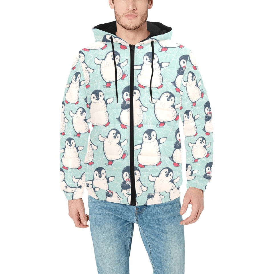 Cute Penguin pattern Men's Padded Hooded Jacket