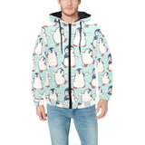 Cute Penguin pattern Men's Padded Hooded Jacket