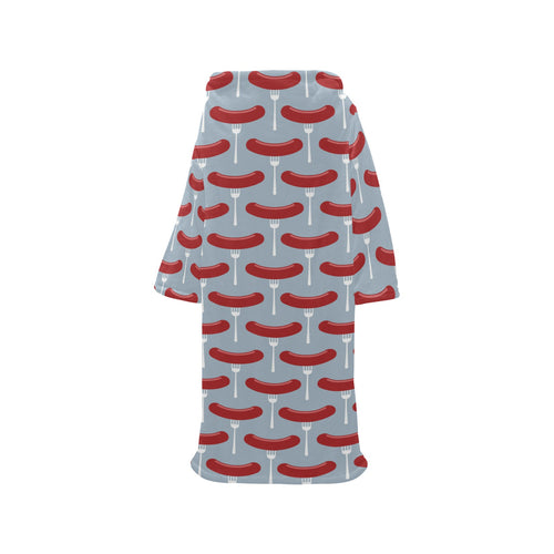 Sausage Pattern Print Design 02 Blanket Robe with Sleeves