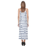 Anchor rope nautical  pattern V-Neck Open Fork Long Dress