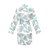 Shell polynesian tribal Women's Long Sleeve Belted Night Robe