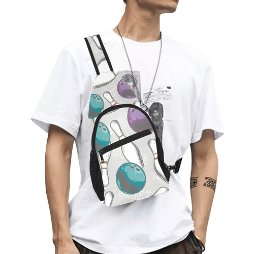 Bowling ball and pin gray background All Over Print Chest Bag