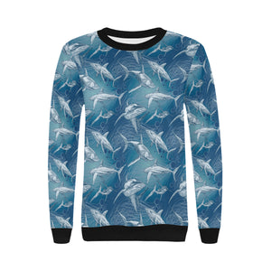 Shark hand drawn Women's Crew Neck Sweatshirt