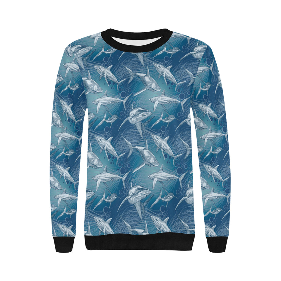 Shark hand drawn Women's Crew Neck Sweatshirt