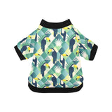 Toucan tropical leaves design pattern All Over Print Pet Dog Round Neck Fuzzy Shirt