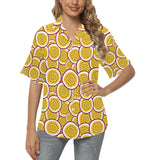 Passion fruits slice pattern Women's All Over Print Hawaiian Shirt