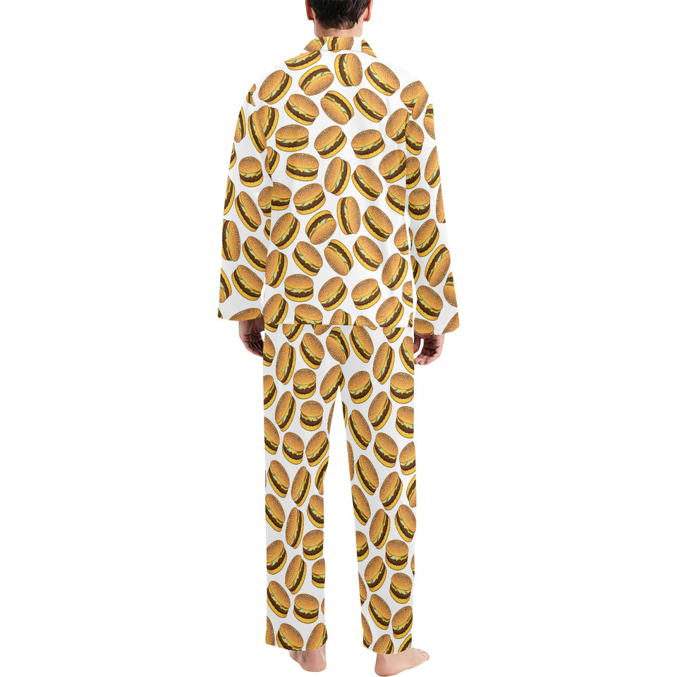 Hamburger Pattern Print Design 03 Men's Long Pajama Set