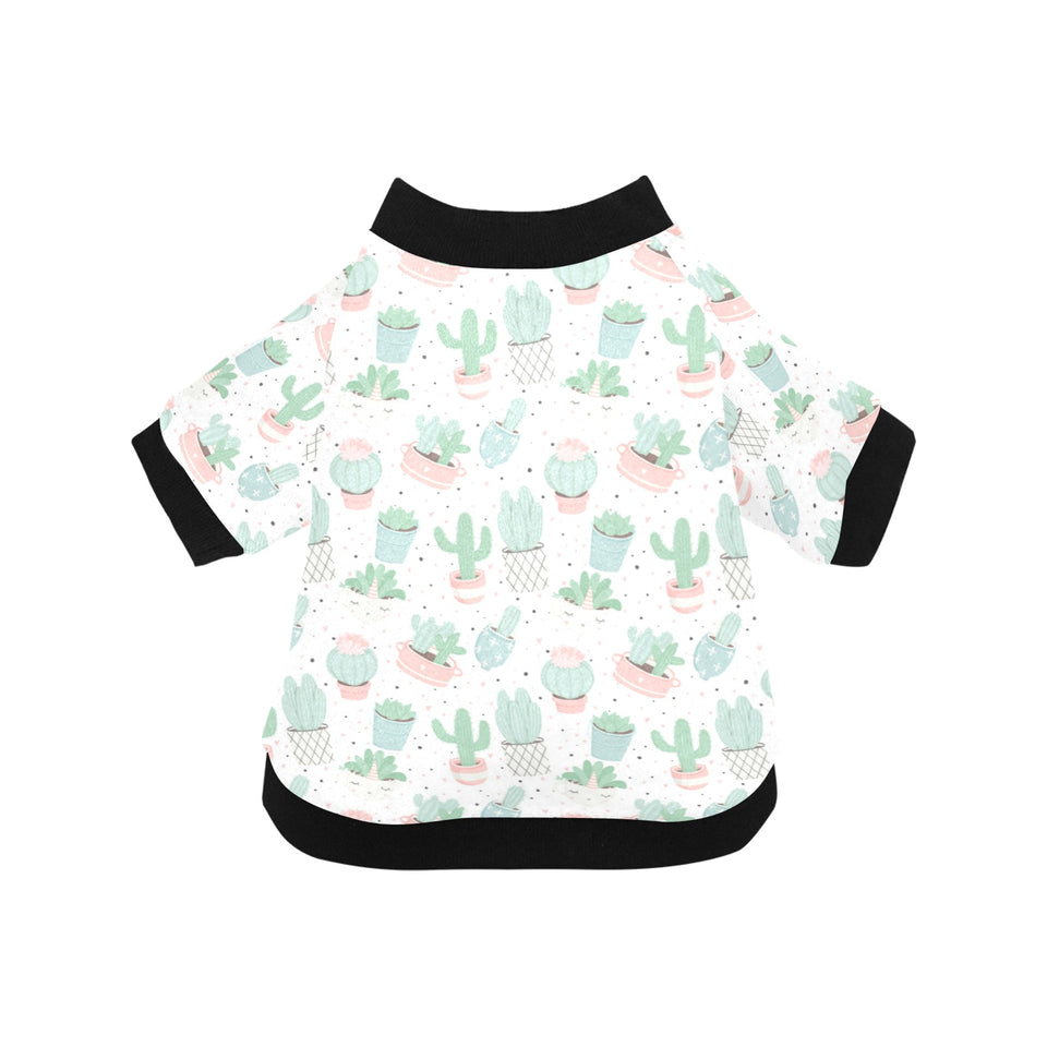 Pastel color cactus pattern All Over Print Pet Dog Round Neck Fuzzy Shirt