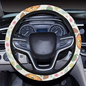 Lion Pattern Print Design 04 Car Steering Wheel Cover