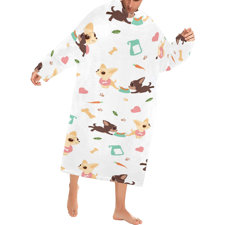 Cute Chihuahua puppie pattern Blanket Robe with Sleeves