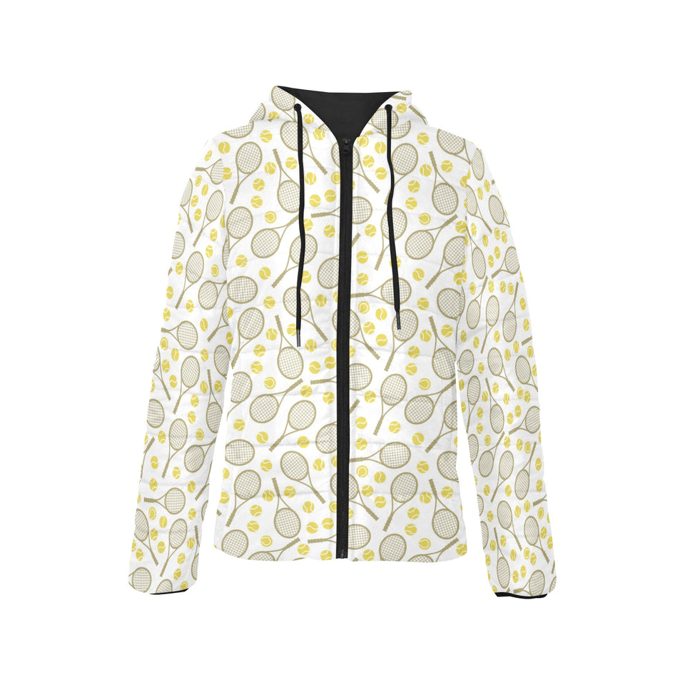 Tennis Pattern Print Design 02 Women's Padded Hooded Jacket