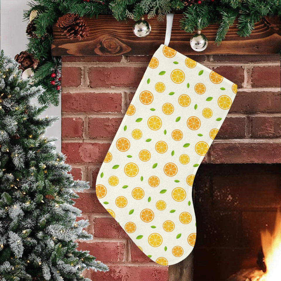 oranges leaves pattern Christmas Stocking