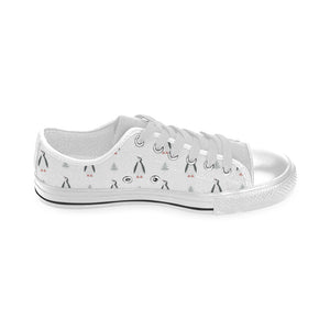 Penguin pattern Men's Low Top Shoes White