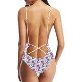 Purple seahorse blue coral pattern Women's One-Piece Swimsuit