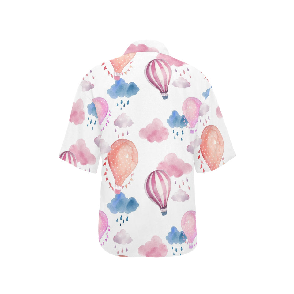 Watercolor air balloon cloud pattern Women's All Over Print Hawaiian Shirt