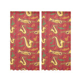 Saxophone cornet pattern red background Gauze Curtain