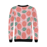 Grapefruit leaves flower pink background Women's Crew Neck Sweatshirt