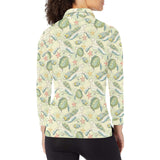 Hand drawn sea turtle fish pattern Women's Long Sleeve Polo Shirt
